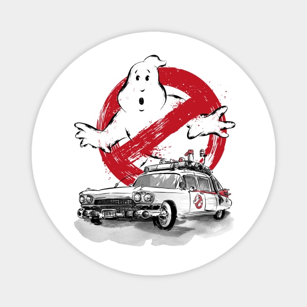 Ecto-1 sumi-e Magnet by DrMonekers